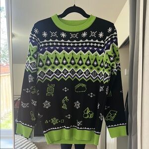 Black and Green Patterned Men's Sweater